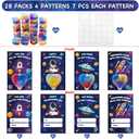 28 Packs Valentines Day Gifts for Kids, Valentines Galaxy Hearts Slime with Valentines Cards Stress Relief Fidget Toy School Classroom Prizes Gifts for Kids Boy Girl Valentine Party Favors