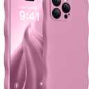 Magnetic for iPhone 15 Pro Max Case, [Full Camera Protection][Compatible with MagSafe] Cute Wave Frame Silicone Shockproof Protective Phone Case for iPhone 15 Pro Max 6.7",Blackcurrant