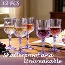 Plastic Wine Glasses, Plastic Goblets Vintage Style Cordial Unbreakable Drinking Glasses, Reusable Drinkware for Wedding Reception, Grand Event Party Supplies (12, Purple)