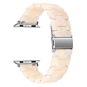 Greaciary Resin bands Compatible with Apple Watch,Lightweight Resin Barcelet with Stainless Steel Buckle Replacement For iWatch Series or Women Men (Shell42)
