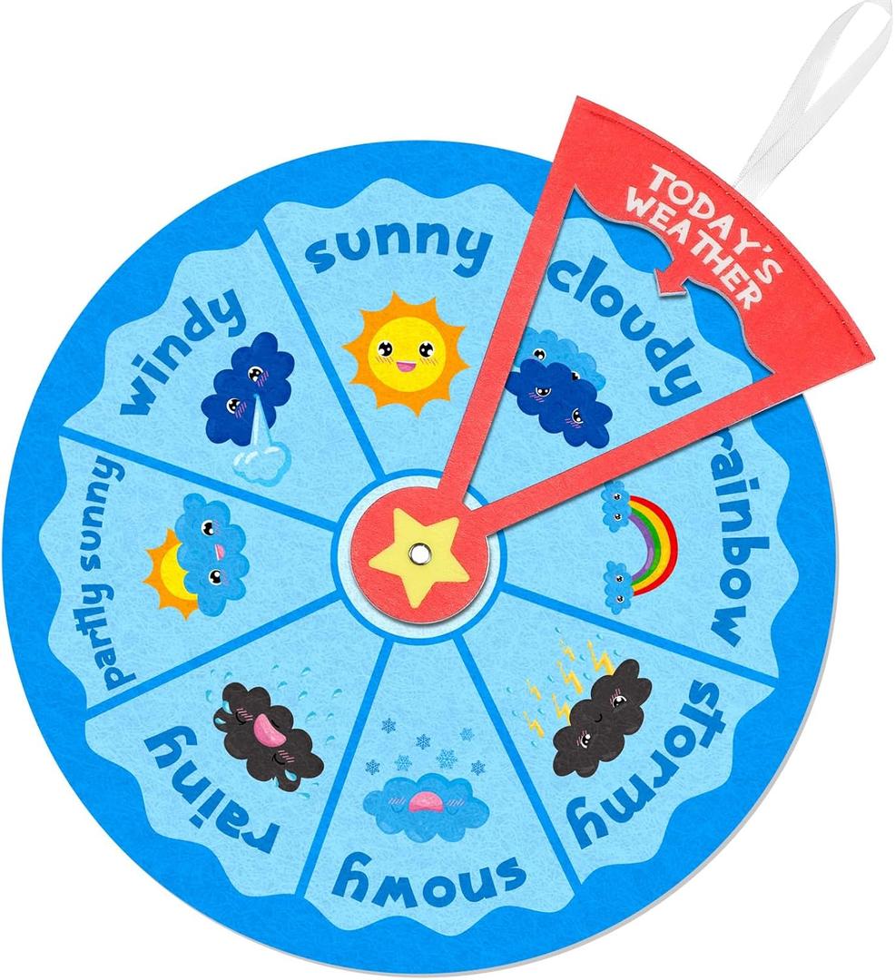 Marspark Weather Wheel, Educational and Learning Activities for Kids, Felt Preschool Learning Toys, Classroom Decor