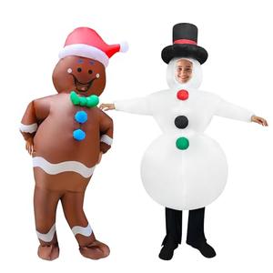 EEkiiqi 2 Packs Funny Christmas Inflatable Costume Cosplay Air Blow-up Outfit for Adult/Halloween/Carnival/Parties (Gingerbread Man/Snowman)