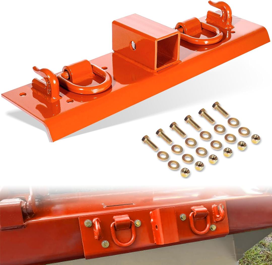 Heavy Duty Bolt on Compact Tractor Grab Hooks 2" Receiver D Rings Tractor Bucket Hooks Fit for Kubota Tractor, Orange