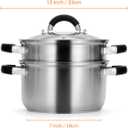 Kirecoo 3.2QT Steamer for Cooking - Stainless Steel Steam Pot with Steamer Basket, Cooking Stock Pot with Silicone Handle, Lid for Vegetable, Dumplings, Soup, Food, 3Ply Bottom Boiling Stew Cookware