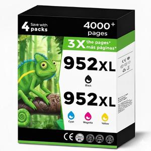 952XL Ink Cartridges Black Color Combo Pack Replacement for HP 952 XL for OfficeJet Pro 7740 952 952XL for 8710 8210 8715 8700 8702 8703 8720 8725 8730 8740 7720 8200 8216 8716 Printers KCMY 4-Pack