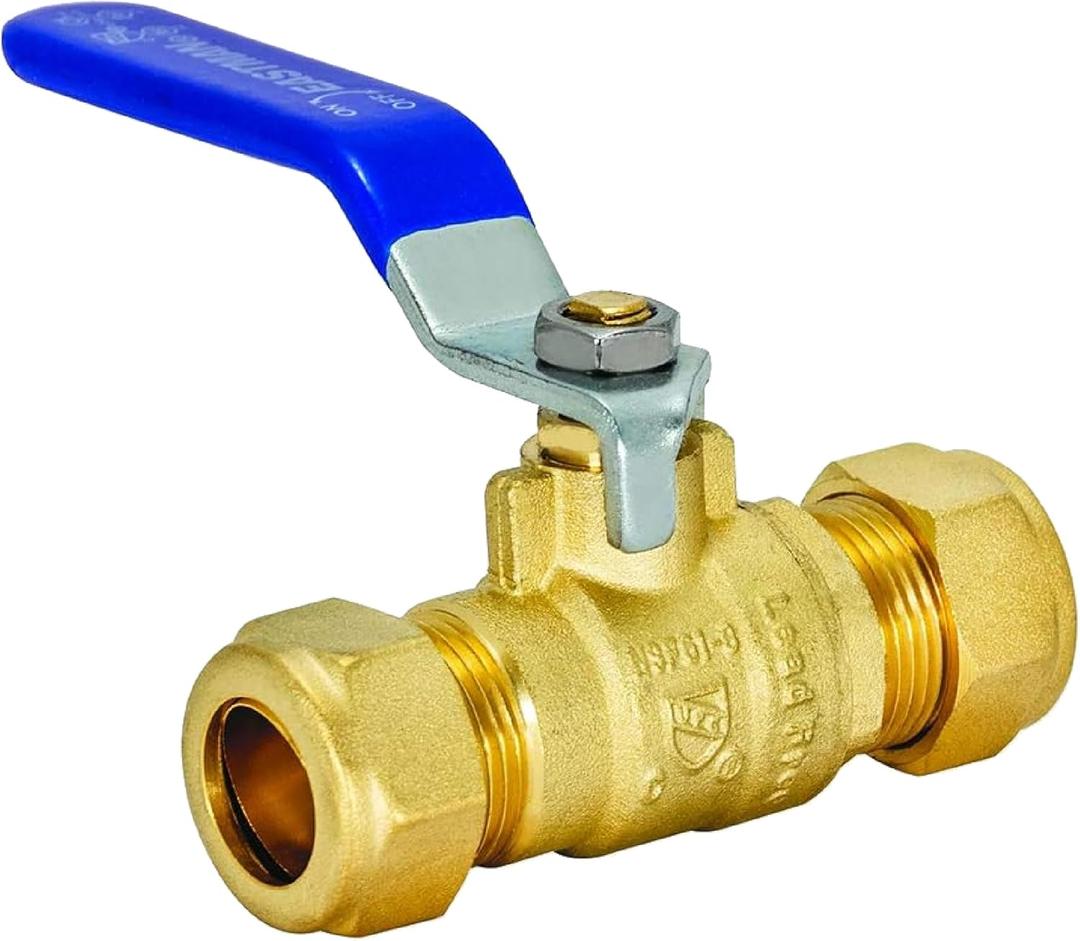 Eastman 1/2 Inch Compression Heavy Duty Full Port Ball Valve, Brass Plumbing Fitting, 20096LF