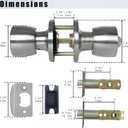 Satin Nickel Door Knob with Lock and Key Round Ball Lock Interior/Exterior Door Knob for Bedroom Or Bathroom (1 Pack)