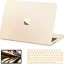 AKIT Compatible with MacBook Air 13 inch Case M5 2026 2025-2022 M4 M3 M2 A3449 A3240 A3113 A2681, [Official Color Match] Slim Case&Keyboard Cover Protector for Mac Air 13.6 inch, Starlight Clear