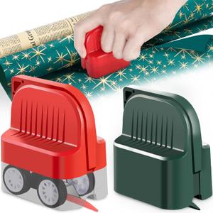 Kayxexc Christmas Wrapping Paper Cutter - 2 Pack, Straight & Neat Paper Roll Cutter For Gift Wrapping (Black & Red)