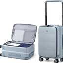 Hanke Top Opening Carry On Luggage, 20 Inch All-PC Aluminum Frame Wide Handle Luggage, Hard Shell Trunk Suitcase with Spinner Wheels, TSA Airline Approved (Grey, 40L)