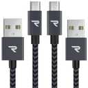 RAMPOW Micro USB Cable [2 Pack/3.3ft] QC 3.0 Fast Charging & Sync Android Charger, Braided Nylon Micro USB Cables for Samsung Galaxy S7/S6 and Edge, Note 6/5, Sony, Kindle, PS4 - Space Gray