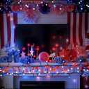 Red White and Blue String Lights, 4th of July Independence Day Lights Decoration, 300 LED 98ft, Waterproof with 8 Modes Plug in, Timer, Expandable, Memorial Day Patriotic Party Decor, Outdoor, Indoor