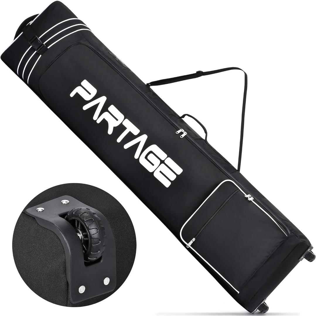 Partage Snowboard Bag with Wheels, Snowboard Bag for Air Travel, Adjustable Length Up to 170 cm, 600D Water Resistant Oxford -Black