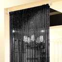 Home Decor Sequin Curtain for Doorway,Door String Curtains, 39x79 inch Hanging,Closet Bedroom Blind Living Room Divider,Window Wall Panel Fringe Backdrops Sheer no Beads Beaded Decorative Crystal (Black1)