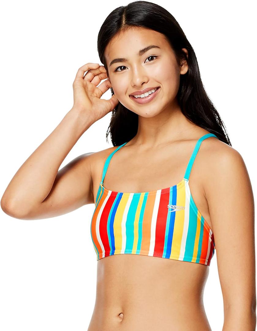 Speedo Women's Swimsuit Top Bikini Endurance Strappy Back Demi Large
