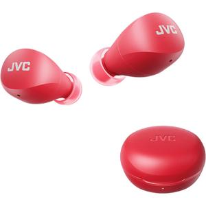 JVC Compact and Lightweight Gumy Mini True Wireless Earbuds Headphones, Long Battery Life (up to 23 Hours), Sound with Neodymium Magnet Driver, Water Resistance (IPX4) - HAA6TR (Red)
