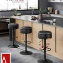 VASAGLE EKHO Collection - 360 Swivel Bar Stools Set of 2, Height Adjustable Barstools with Storage, Synthetic Leather with Stitching, Mid-Century Modern, Kitchen Bar, Easy Assembly, Ink Black