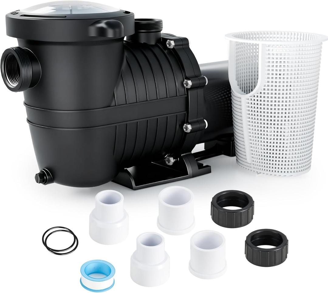 LANCHEZ In/Above Ground Pool Pump, Self Primming (Dual Speed, 2 HP, 6600 GPH, 230V, 1.5" & 2" NPT Adapter, Strainer Basket)