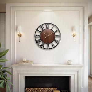 Vantic 24 Inch Large Wall Clock, Roman Numeral Wood Oversized Wall Clocks for Living Room Decor, Farmhouse, Bedroom and Kitchen, Completely Silent, Non Ticking, Battery Operated