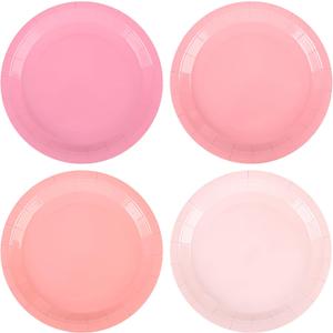Pink Paper Plates Gradient Pink Party Plates 7Disposable Round Dessert Plates for Birthday Wedding Bridal Engagement Baby Shower Party Supplies 4 Colors (24)