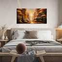 Large Wall Art for Living Room Bedroom Office Gold Forest Artwork Sunrise Landscape Nature Pictures Modern Wall Art Framed Canvas Prints 20x40 Inch