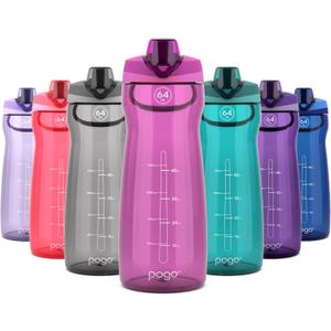 Pogo Plastic Water Bottle with Chug Lid and Carry Handle, Reusable, BPA Free, Dishwasher Safe, Perfect for Travel, School, Outdoors, and Gym | 18oz, 32oz, 40oz, 64oz (Fuchsia)
