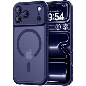 Thomo Magnetic for iPhone 17 Pro Case, [Compatible with Magsafe] [Full Camera Protection] Translucent Matte Military Grade Shockproof with Anti-Fingerprint Phone Cover 2025, Deep Blue