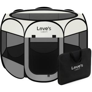 Love's cabin Pet Puppy Dog Playpen, Large Dog Tent Crates Cage Indoor/Outdoor, Portable Playpen for Cat, Foldable Pop Up Dog Kennel Playpen with Carring Case, Removable Zipper Top, Grey (38.0"L x 38.0"W x 23.0"H, Gray)