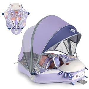 Mambobaby Float Non-Inflatable Baby Swimming Pool Float with Exclusive Patent - Skin Friendly Trainer for Infants & Toddlers-Purple