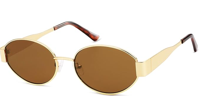 AMOMOMA Retro Oval Trendy Sunglasses for Women Designer 2024 Womens Sun Glasses Metal 90s AM6639
