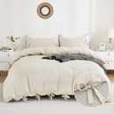 annadaif Beige Duvet Cover Full(79x90 Inch), 3 Pieces (1 Duvet Cover, 2 Pillowcases) Soft Washed Microfiber Bow tie Bowknot Duvet Cover Set, Easy Care Bedding Set for Men, Women