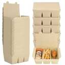 30 Pack 50 oz Paper To Go Containers, 3 Compartment Take Out Food Containers, Bamboo Pulp Paper Take Out Boxes, Microwavable, Leak and Grease Resistant for Restaurants, Picnics, Offices and Catering