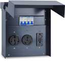 Temporary Power RV Outlet Box Panel with UL Listed 20 30 50 Amp Receptacle and Breaker, RV Electrical Panel with Outdoor Weatherproof Corrosion-Resistant Coating Metal Enclosure