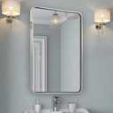 ANDY STAR Chrome Mirrors for Bathroom, 24x36 Rounded Rectangle Mirror, Chrome Bathroom Vanity Mirror, SUS304-Anti-Rust, Wall-Mounted Horizontal/Vertical 1 Deep