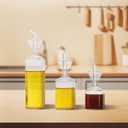 Oil Bottle Glass Olive Oil Dispenser Bottle Glass Cooking Oil Vinegar Measuring Dispenser with Spout for Kitchen and BBQ (Large, Stripes,1 Pack)