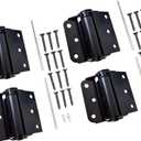 QCAA Adjustable Spring Hinge, Half Surface, 3", Black, 4 Pack(2 Pairs), Made in Taiwan