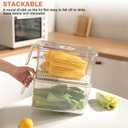 2 Pack Plastic Food Storage Produce Containers for Fridge, Stackable Lettuce Keeper for Refrigerator with Removable Drain Tray Keep Fresh for Vegetables/Fruit/Berry/Salad - 10'' x 5.3'' x 5.2''