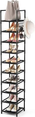 LANTEFUL Tall Narrow Shoe Rack for Entryway, 10Tier Sturdy Metal Shoe Shelf Storage 1015 Pairs of Shoes and Boots, Space Saving Corner Shoe Rack Organizer for Closet,Doorway,Garage,Living Room