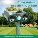2026 New Solar Ultrasonic Animal Repeller Sonic Deer Repellent Devices -2 Pack Waterproof Motion Sensor Animal Deterrent Devices Outdoor Cat, Rabbit, Skunk, Squirrel,Racoon Repellent for Yard Garden