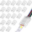 Flutesan 20 Pcs 5 Pin 10 mm LED Strip Connector RGB Lights Waterproof Adapter 22 Awg Wires Connector for Strip Light Unwired Gapless Track 5v 12v 24v