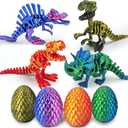 Kyerivs 4PCS 3D Printed Dinosaur Easter Egg, Cool 3D Printer Dinosaur Fidget Toys for Kids, Animals Fidget Dinosaur Eggs, Prefilled Easter Eggs Basket Stuffers Toys for Kids Boys Teen