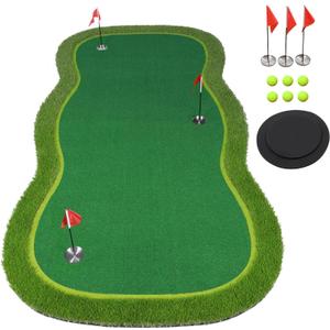 Golf Putting Green/Mat-Golf Training Mat- Professional Golf Practice Mat- Green Long Challenging Putter for Indoor/Outdoor 5x10ft mat