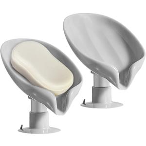 2 Pack Soap Holder Self Draining Soap Dish Sponge Holder Suction Cup Soap Dish Fast Draining Fast Drying Strong Suction Cup Adhesion for Bathroom Shower Kitchen Sink