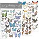 Rub On Transfers for Crafts Pressure Transfer Stickers Fit Cloth Glass Acrylic Wood Furniture Stone Scrapbooking Stuff Small Vintage Junk Journal Supplies (Butterfly)