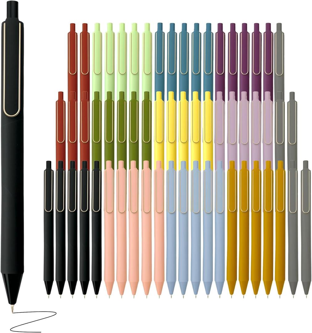 Black Gel Pens, Bulk Click Pen, 0.5mm Fine Tip, Smooth Writing, Black Ink Quick-Drying & Leak-Proof. Ideal for School, Office, and Journaling (60-Pack)