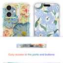 Jusy Compatible with iPhone 11, Colorful Retro Oil Painting Printed Flower Laser Glossy Pattern Cute Curly Wave Phone Case Soft TPU Cover for Girly Women - Blue