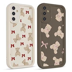 lioscre 2 Pack Cute Coquette Bow Phone Case for Samsung Galaxy A15 5G 6.5", Aesthetic Bear Pink Ribbon Bowknot Pattern Print Design Women Girls Case Soft Slim Shockproof TPU Protective Funda Cover