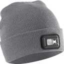 Panther Vision LED Hat Light - POWERCAP 2.5 USB Rechargeable LED Beanie Light Hat - Bright LEDs and IPX4 Water Resistance Gifts for Dad Father Men Husband Warm Knitted Cap - Grey