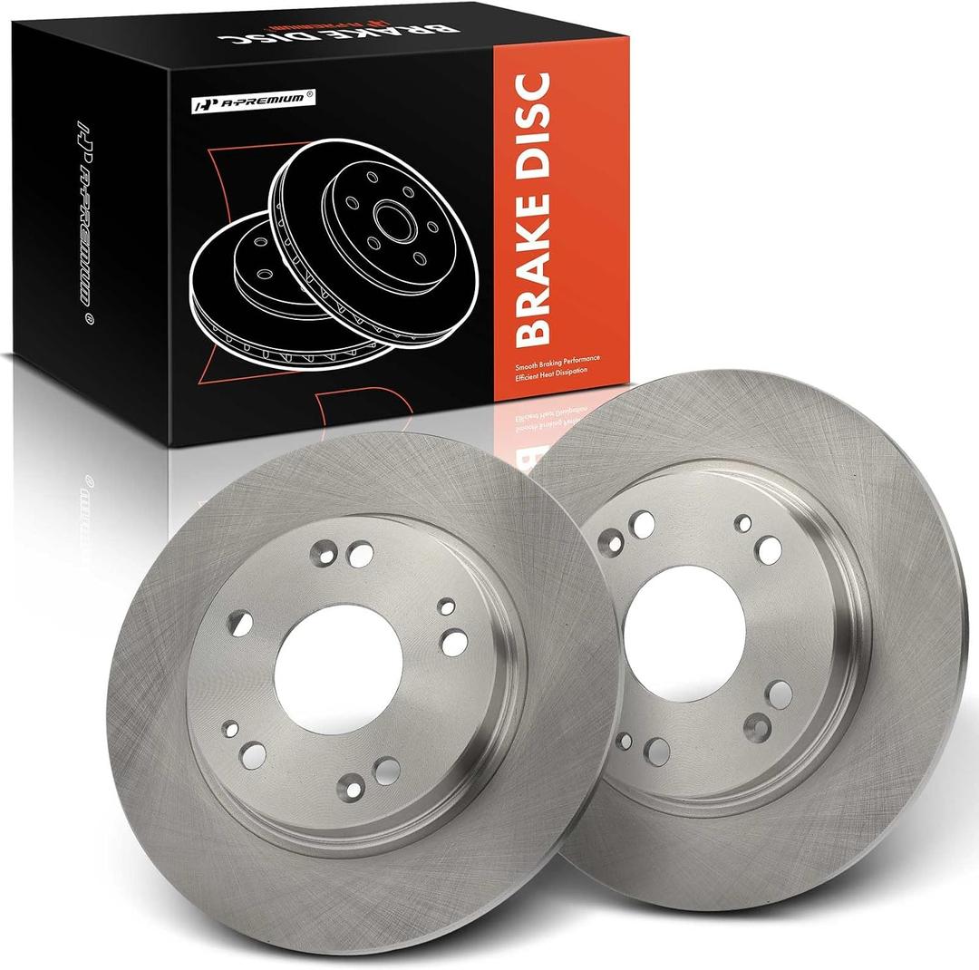 A-Premium 10.23 Inch (259.8mm) Rear Solid Disc Brake Rotors, 2-Pack