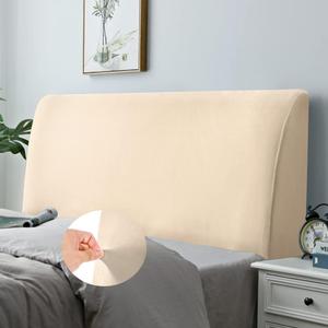 Bed Slipcover, Stretch Cover, Dustproof Protector for Linen Fabric Tufted Upholstered Headboard (Camel, Full Headboard Length (47"-55"))